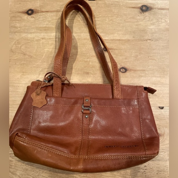 NWT Spikes & Sparrow Cognac Brandy Brown brass hdwre Leather Shoulder Bag - Picture 1 of 11